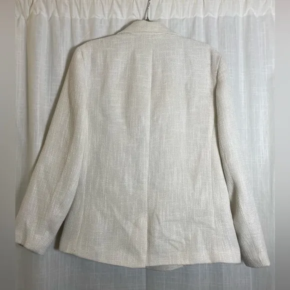 Bishop   Young Anthropologie brand White Tweed Blazer Gold Buttons Size L