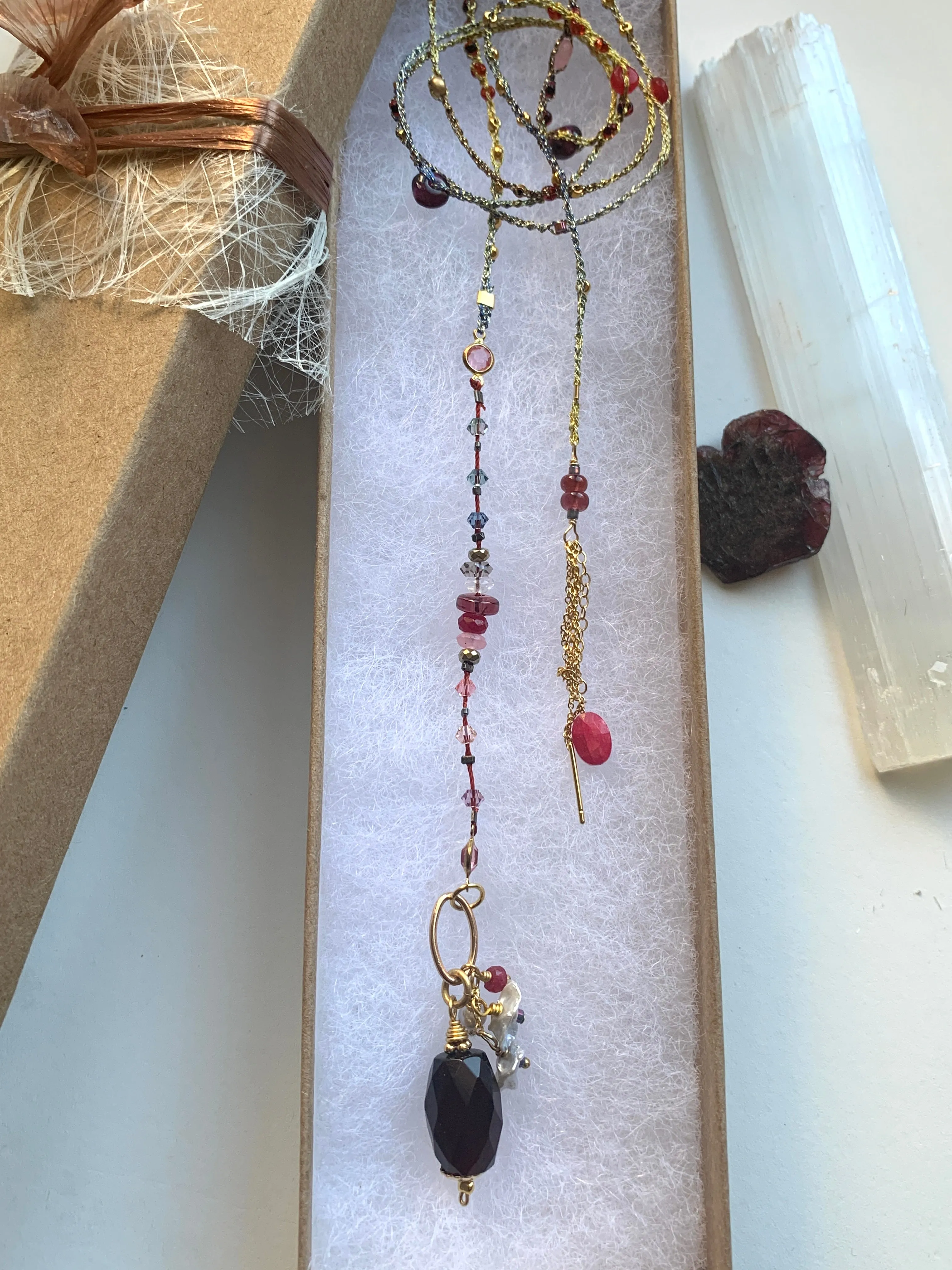 Garnet 7Chakras Lariat with Ruby